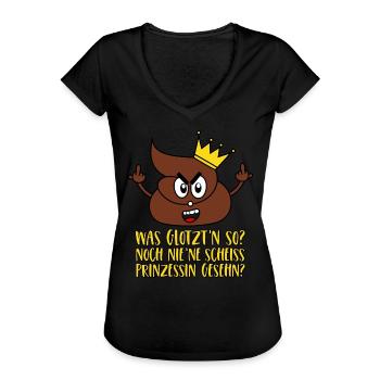 Scheiss Prinzessin Krone Stinkefinger Scheiße - Frauen Vintage T-Shirt - Schwarz - Vorne - Danielle (179cm)