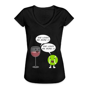 Tennis Sport Wein Alkohol Trinken Geschenk - Frauen Vintage T-Shirt - Schwarz - Vorne - Danielle (179cm)
