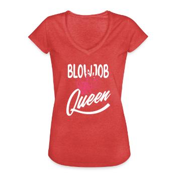 Blowjob Queen Frauen Sex Versaut - Frauen Vintage T-Shirt - Rot meliert - Vorne - Danielle (179cm)