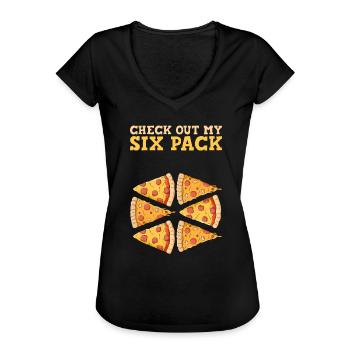 Bauchmuskeln Pizzakoch Fitnessstudio Sixpack - Frauen Vintage T-Shirt - Schwarz - Vorne - Danielle (179cm)