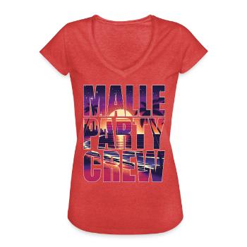 Malle Party Crew Mallorca Urlaub - Frauen Vintage T-Shirt - Rot meliert - Vorne - Danielle (179cm)