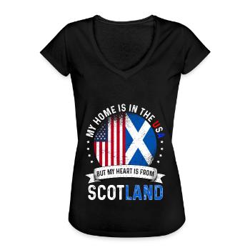 Scottish American Flag Scottish Roots USA Citizen - Women's Vintage T-Shirt - black - Front - Danielle (179cm)