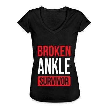 Get well soon Broken Ankle Broken Ankle Survivor - Women's Vintage T-Shirt - black - Front - Danielle (179cm)