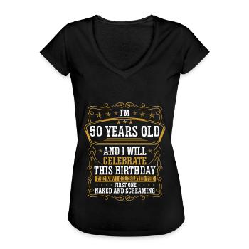 50 fødselsdag Sjov fødselsdag Idé Humor 50 år gammel - Dame vintage T-shirt - sort - Foran