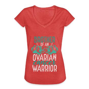 Brother Ovarian Cancer Awareness Sibling Twin - Frauen Vintage T-Shirt - Rot meliert - Vorne - Danielle (179cm)