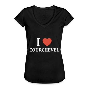 i love courchevel - T-shirt vintage Femme - noir - Devant