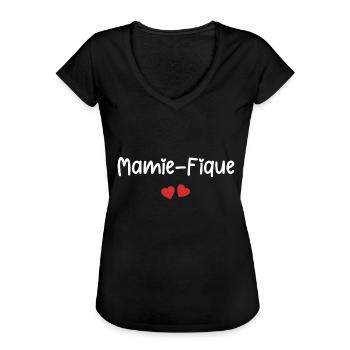 Mamie Fique - T-shirt vintage Femme - noir - Devant