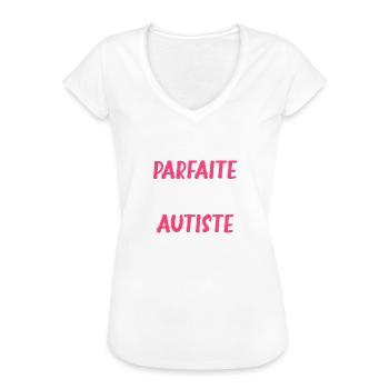 Je suis pas parfaite mais autiste - T-shirt vintage Femme - noir - Devant - Danielle (179cm)