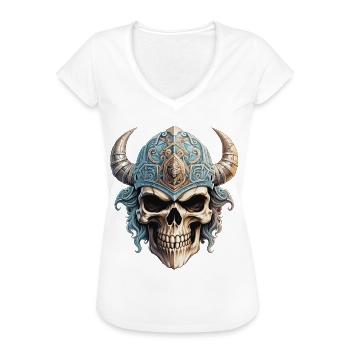 Viking Skull - Women's Vintage T-Shirt - black - Front - Danielle (179cm)
