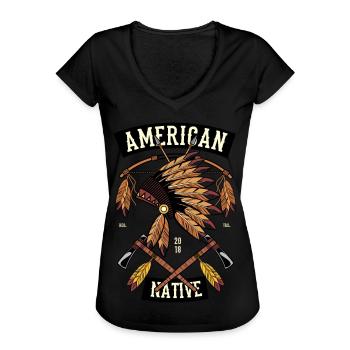 T-shirt indien amérindien - T-shirt vintage Femme - noir - Devant