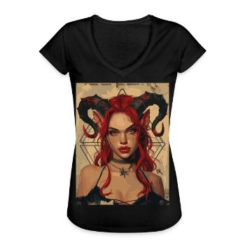 The Female Devil - Frauen Vintage T-Shirt - Schwarz - Vorne - Danielle (179cm)