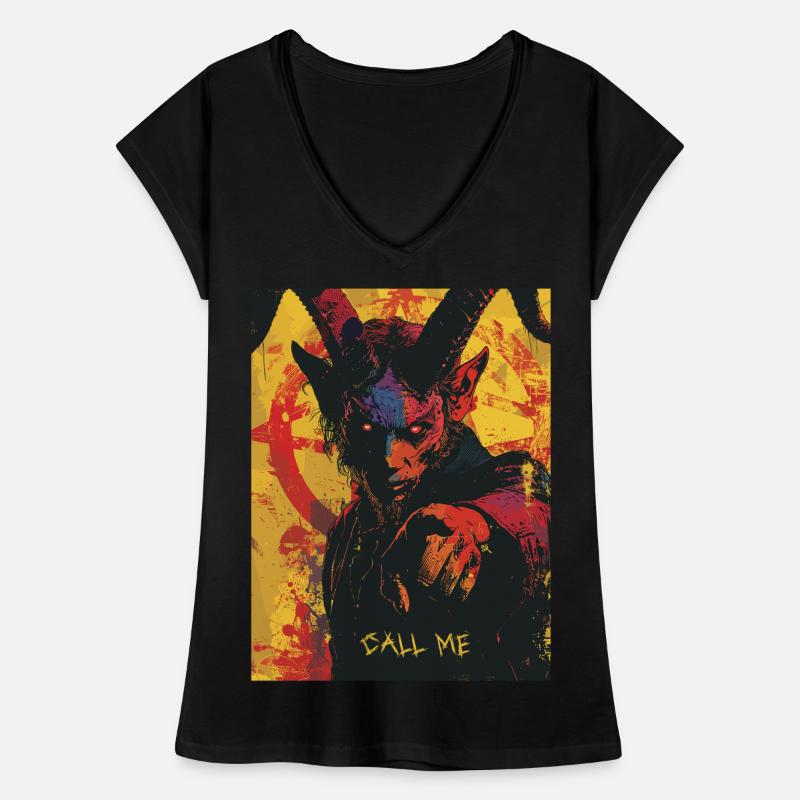 The Devil mit Pentagramm, Call me Frauen Vintage T-Shirt