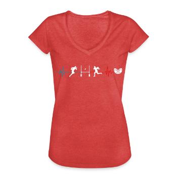 Rugby-Herzschlag Frankreich Geschenke-Team - Frauen Vintage T-Shirt - Rot meliert - Vorne - Danielle (179cm)