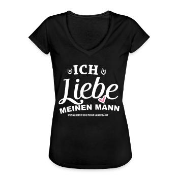 Ich liebe meinen Mann wenn er mich zum Pferd gehen - Frauen Vintage T-Shirt - Schwarz - Vorne