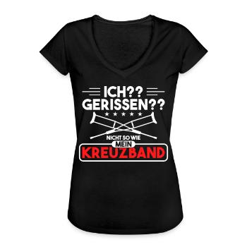 Kreuzbandriss Knie Sportverletzung Krücken - Frauen Vintage T-Shirt - Schwarz - Vorne - Danielle (179cm)