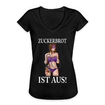 Domina Sexy Wäsche & Peitsche Zuckerbrot ist aus - Frauen Vintage T-Shirt - Schwarz - Vorne - Danielle (179cm)