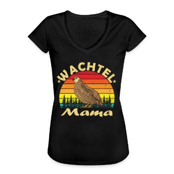 Wachtel Mama Wachtelflüsterer Vogelbesitzer Stall - Frauen Vintage T-Shirt - Schwarz - Vorne - Danielle (179cm)