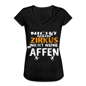 Nicht mein Zirkus nicht meine Affen Spruch Monkey - Frauen Vintage T-Shirt - Schwarz - Vorne - Danielle (179cm)
