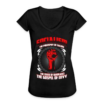 Capitalist Quote Anti Socialism Gift - Women's Vintage T-Shirt - black - Front - Danielle (179cm)