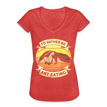 Fourmilière Anteater Wildlife - T-shirt vintage Femme - rouge chiné - Devant - Danielle (179cm)
