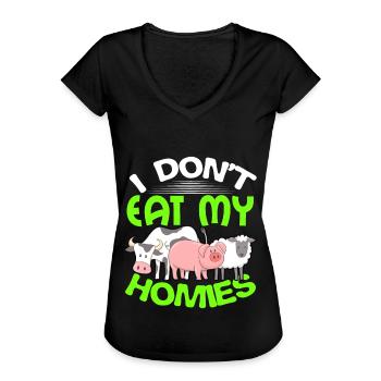 vegan - T-shirt vintage Femme - noir - Devant - Danielle (179cm)