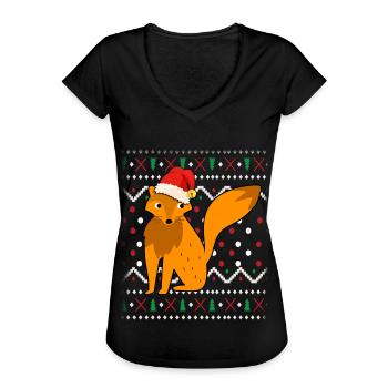 Fuchs Ugly Christmas - Frauen Vintage T-Shirt - Schwarz - Vorne - Danielle (179cm)