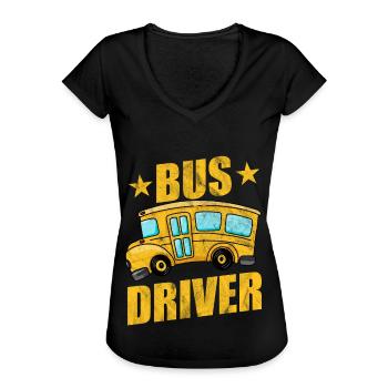 Bus - Frauen Vintage T-Shirt - Schwarz - Vorne - Danielle (179cm)