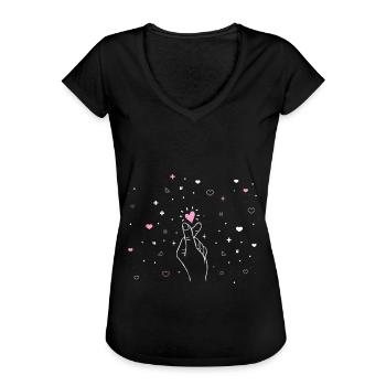 K-Pop - Frauen Vintage T-Shirt - Schwarz - Vorne - Danielle (179cm)