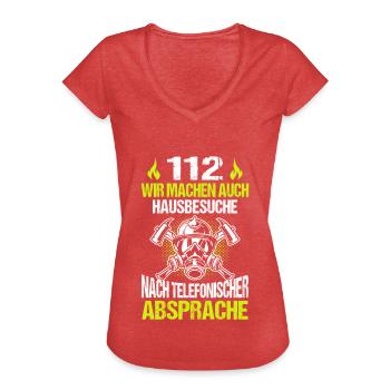 Firefighter Tshirt Firefighter Firefighter 112 - Women's Vintage T-Shirt - heather red - Front - Danielle (179cm)