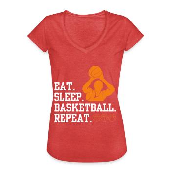 Basketball Tshirt B-Ball Dunking Rebound Spieler - Frauen Vintage T-Shirt - Rot meliert - Vorne - Danielle (179cm)