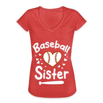 Baseball Sport Baseballspieler Pitcher Catcher USA - Frauen Vintage T-Shirt - Rot meliert - Vorne - Danielle (179cm)