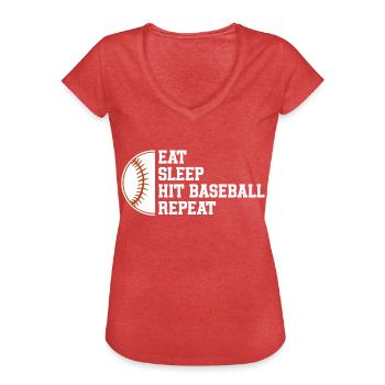 Baseball Sport Baseballspieler Pitcher Catcher USA - Frauen Vintage T-Shirt - Rot meliert - Vorne - Danielle (179cm)