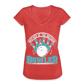 Bowling Kegeln Bowler Kegelverein - Frauen Vintage T-Shirt - Rot meliert - Vorne - Danielle (179cm)