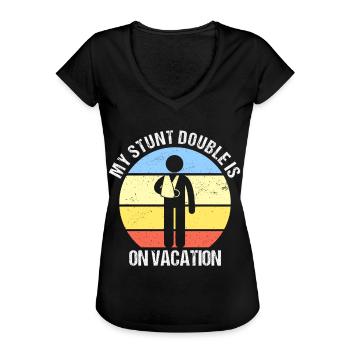 Stunt Double On Vacation Bras Cassé Bras Cassé - T-shirt vintage Femme - noir - Devant - Danielle (179cm)