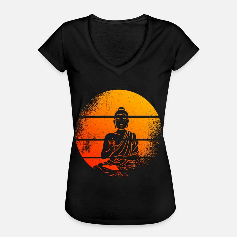 Meditating Buddha statue Buddha - Women's Vintage T-Shirt - black