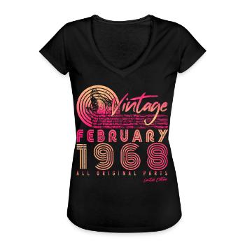 Février 1968 Millésime Original - T-shirt vintage Femme - noir - Devant - Danielle (179cm)