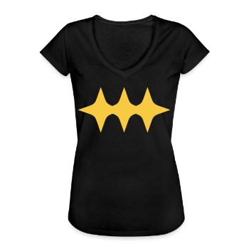 Drie sterren geel - Vrouwen Vintage T-shirt - zwart - Voor - Danielle (179cm)
