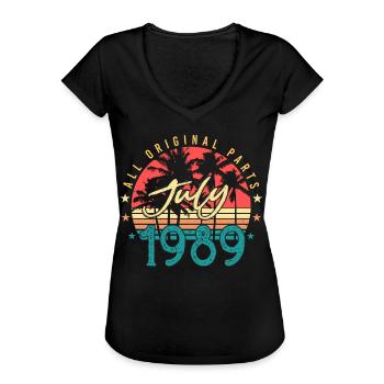 Baujahr 1989 Juli - Frauen Vintage T-Shirt - Schwarz - Vorne - Danielle (179cm)