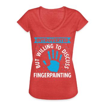 Introverted Discuss Fingerpainting - Frauen Vintage T-Shirt - Rot meliert - Vorne - Danielle (179cm)