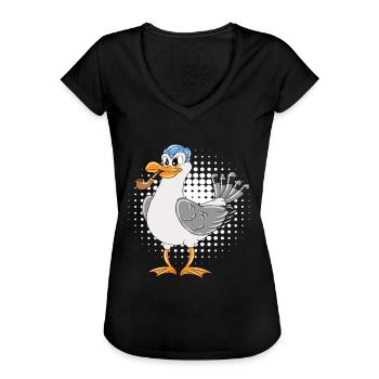 Kapitän Möwe Ostsee Nordsee Lustige Möwen - Frauen Vintage T-Shirt - Schwarz - Vorne - Danielle (179cm)