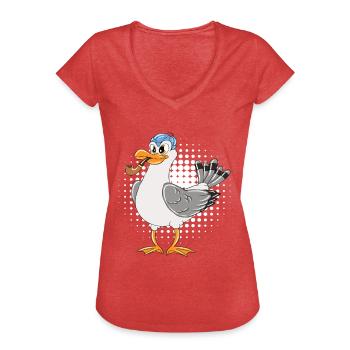 Kapitän Möwe Ostsee Nordsee Lustige Möwen - Frauen Vintage T-Shirt - Rot meliert - Vorne - Danielle (179cm)