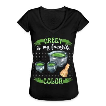 Matcha Tee, grüner Tee, lustiger Spruch - Frauen Vintage T-Shirt - Schwarz - Vorne - Danielle (179cm)