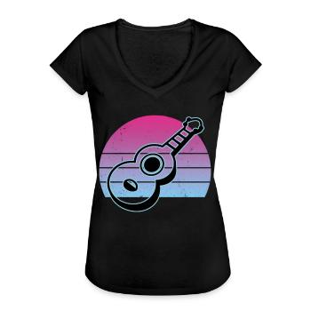 Ukulelen Vitage - Frauen Vintage T-Shirt - Schwarz - Vorne - Danielle (179cm)