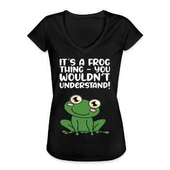 Une grenouille que vous ne comprendriez pas - T-shirt vintage Femme - noir - Devant - Danielle (179cm)