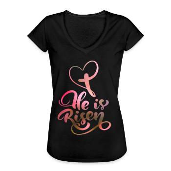 Easter Jesus Christ Resurrection Saying - Women's Vintage T-Shirt - black - Front - Danielle (179cm)