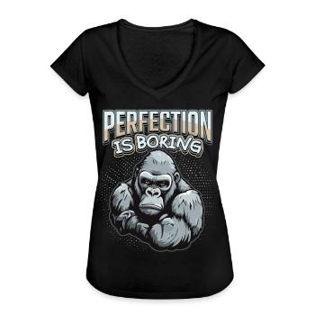 Funny Gorilla Monkey Saying, Comic - Women's Vintage T-Shirt - black - Front - Danielle (179cm)