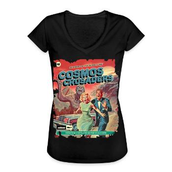 Comic, Comicstrip, 50er Jahre, Crazy Monster - Frauen Vintage T-Shirt - Schwarz - Vorne - Danielle (179cm)