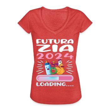Zia 2024 Loading Tante 2024 - Frauen Vintage T-Shirt - Rot meliert - Vorne - Danielle (179cm)