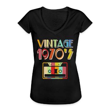 Retro 70er Jahre Vintage Classic Kassette - Frauen Vintage T-Shirt - Schwarz - Vorne