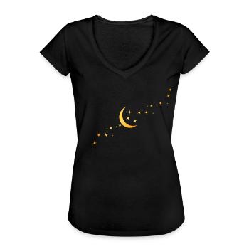 mond und Stern - Frauen Vintage T-Shirt - Schwarz - Vorne